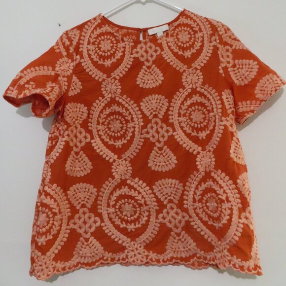 Anthropologie Eri + Ali Coral Embroidered Top XS - Picture 2 of 12